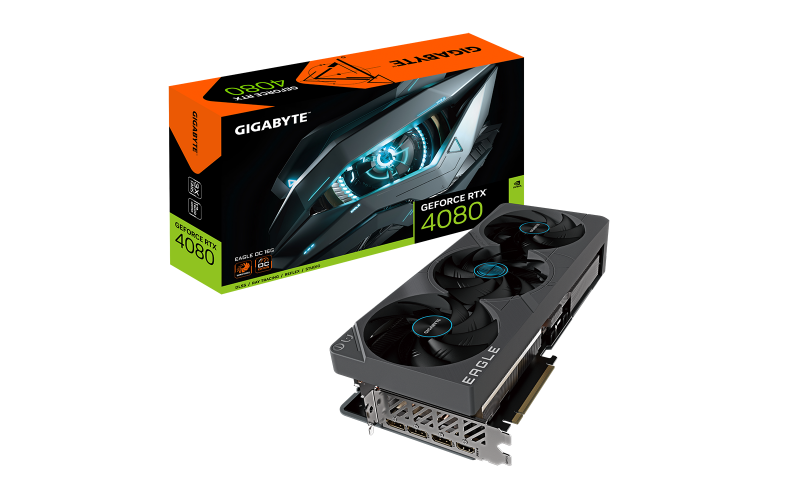 GIGABYTE GeForce RTX 4080 16GB EAGLE OC { 3-fans / 9728 CUDA Cores / RGB FUSION / 16GB GDDR6X VRAM } GV-N4080EAGLE OC-16GD